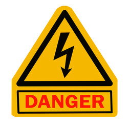 danger high voltage sign on white background