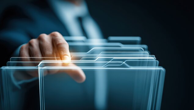 Businessperson selecting file folder