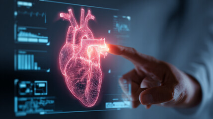 Interactive 3D model of human heart medical technology digital healthcare analysis