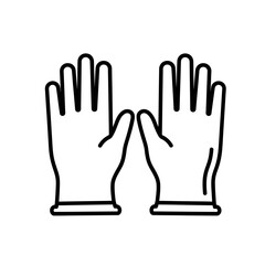 Obraz premium Two gloves are displayed side-by-side, palms facing forward, in a simple, clean line drawing.