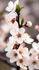 Obraz premium Close-up of delicate white blossoms