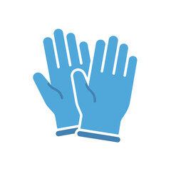 Obraz premium Two light blue medical gloves, side-by-side, ready for use, on a white background.