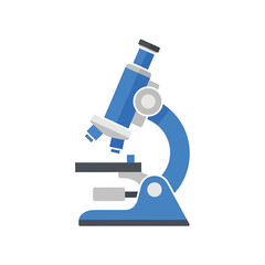 Fototapeta premium A simplified, blue microscope illustration, ready for scientific or educational use.