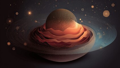 A layered sphere nestled in a cosmic ring