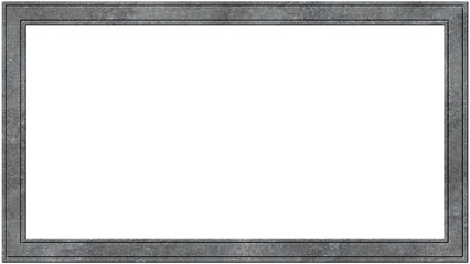 leerer steinerner oder st&auml;hlerner Rahmen im Format 16 zu 9, alt und zerkratzt