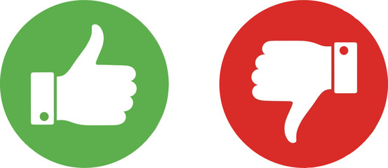 Thumbs up and thumbs down symbols.