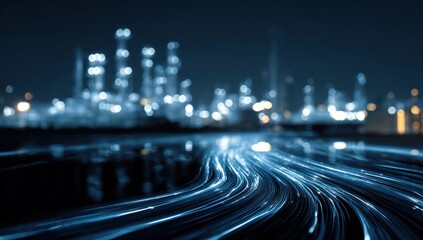 Abstract city lights at night with flowing light trails