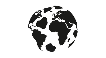 Black and white illustration of the Earth globe showing continents and oceans.