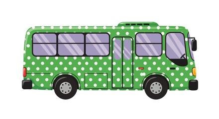 Green Polka Dot Bus - A Whimsical Transportation Illustration.
