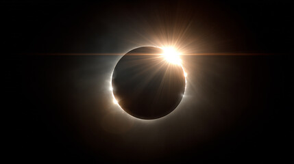 Obraz premium A total solar eclipse sun rays dark sky celestial event