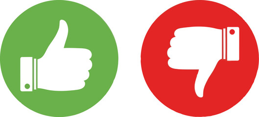 Thumbs Up and Thumbs Down Icons - Approval and Disapproval Concept.