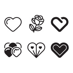Valentine love symbol vector set