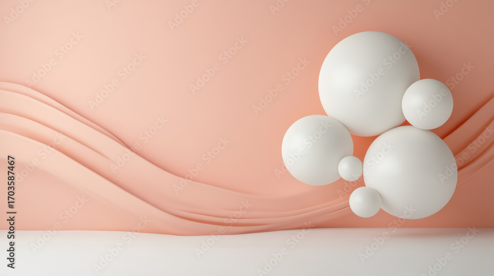 Aufkleber smooth white spheres against soft peach background create calming atmosphere