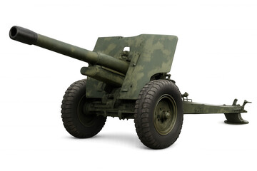 Powerful artillery piece ready for deployment, isolated on transparent background, showcasing military might