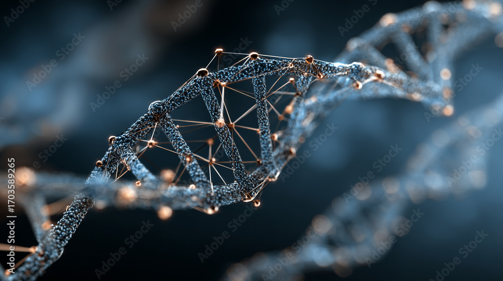 Poster abstract dna structure digital rendering science technology genetic code