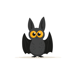 Fototapeta premium Cute cartoon bat with big eyes on white background