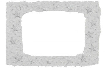 Silver glitter stars creating a torn paper border frame on a transparent background, ideal for festive designs