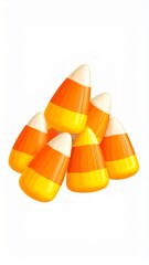 Fototapeta premium Pile of Classic Halloween Candy Corn Treats in Orange Yellow and White