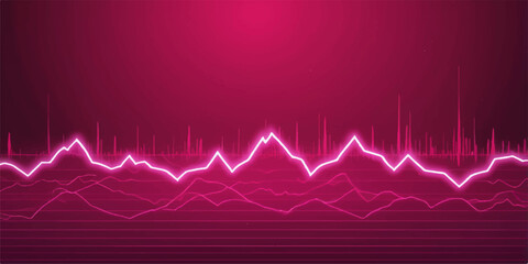 A bright red heartbeat line pulses on a dark background, a dynamic cardiogram wave illustrating health and love