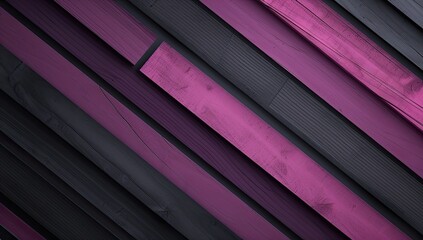 Obraz premium Diagonal arrangement of dark-pink and grey wood planks, creating a textured background. Planks vary in shade and width, suggesting depth