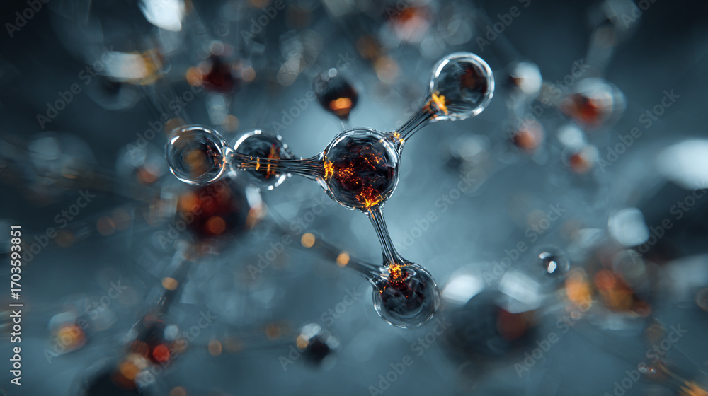 Poster molecular structure atoms science network connection research technology