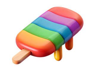 Bright rainbow popsicle melting on black background