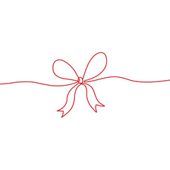 Red line art bow gift bow vector illustration.