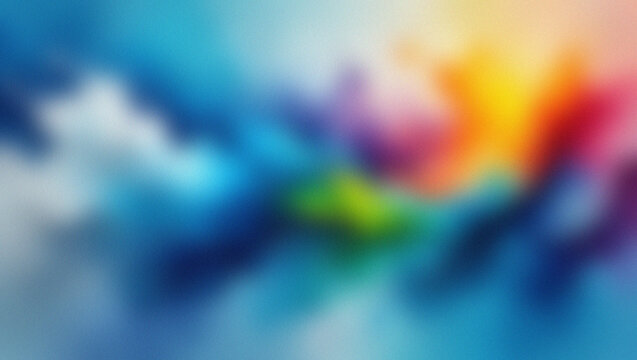 Abstract blend of bright blue yellow orange and red colors with soft cloud-like shapes background