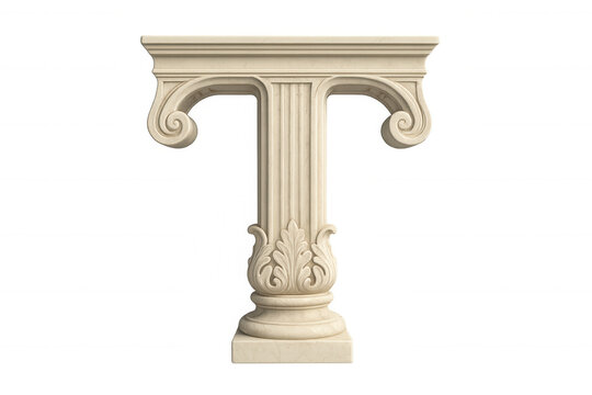 Classic stone letter t with ornate details, isolated on a transparent background, perfect for elegant typography or historical designs - Powered by Adobe