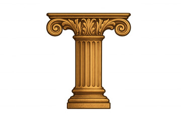 Fototapeta premium Golden corinthian style column standing on a transparent background, ideal for architectural or historical projects