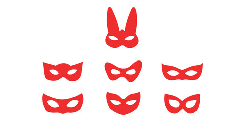 Vector illustration of various black silhouette masks for a masquerade ball or costume party adding an air of mystery and intrigue to any festive occasion 