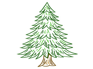 Beautiful evergreen tree stands tall in a serene landscape, showcasing vibrant green needles under a clear blue sky, symbolizing nature's resilience and tranquility