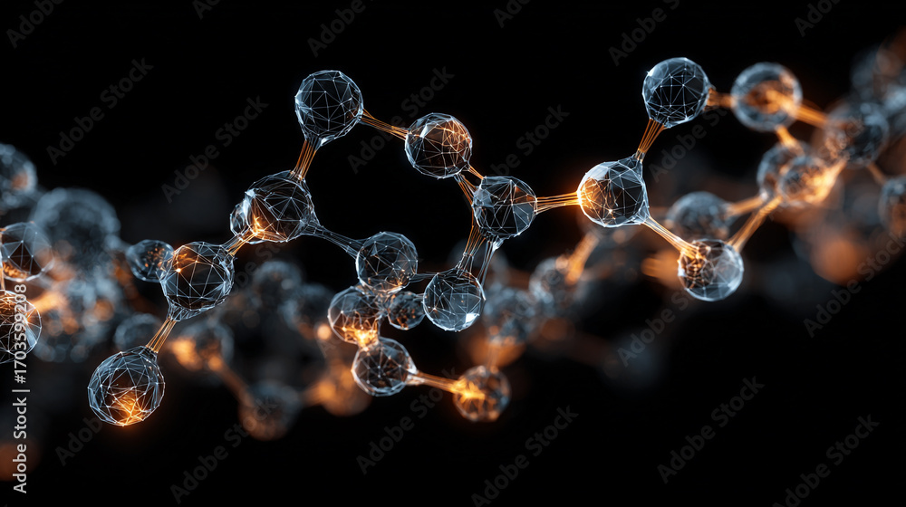 Poster abstract glowing molecule structure science technology background