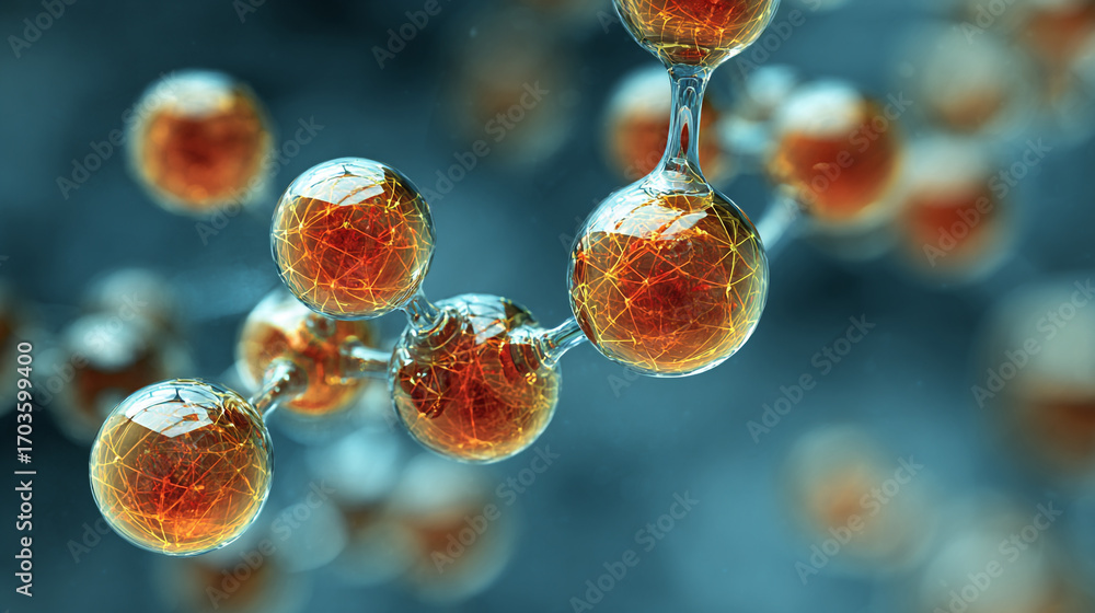 Poster molecular structure abstract spheres connected network science technology