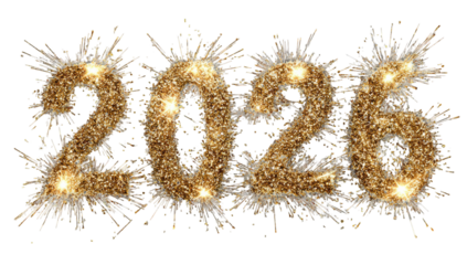 Sparkling fireworks spell out "2023" in gold and brown