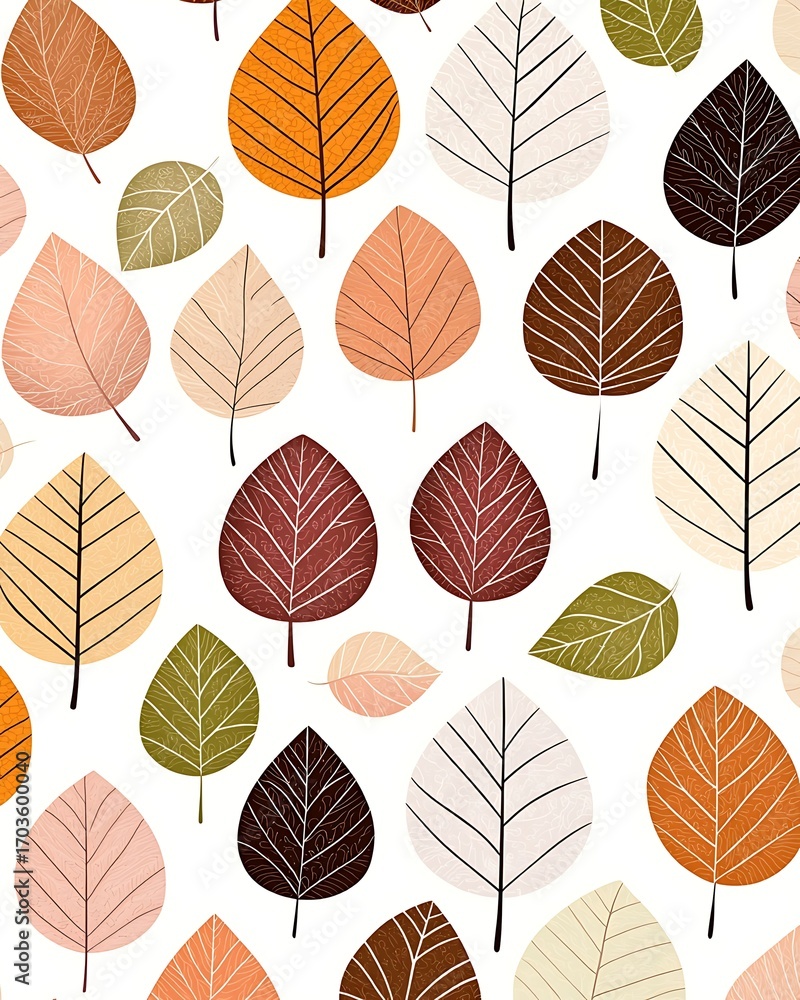 Poster colorful autumn leaves on light background pattern calming rhythms relaxation patterns