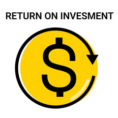 Return on investment  ,icon and symbol. Isolated on a white background.