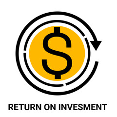 Return on investment  ,icon and symbol. Isolated on a white background.