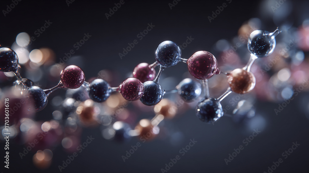 Poster molecular structure abstract art science spheres connected network design