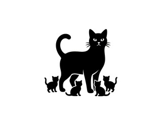 black cat on white background