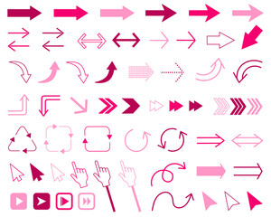 カラフル矢印アイコンセット　赤とピンク
Colorful arrow icon set - red and pink