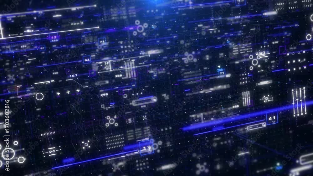 Aufkleber high-tech cyber security concept featuring data protection, information analytics, and network visua