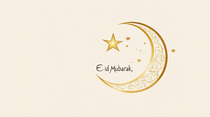 Obraz premium Eid mubarak greeting card with gold moon star and floral pattern on a light background design vector art