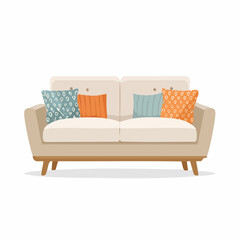 Modernes, gemütliches Sofa in neutralen Farben