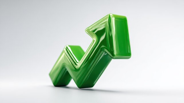 Striking, Glossy Green Arrow Soaring Alone Against an Eb Dc C Aee Feba Backdrop Perfect for Uplifting Projects and HighEnergy Campaigns.