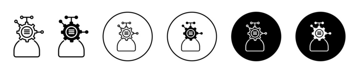 Gear Icon with Connections, Isolated on White Background