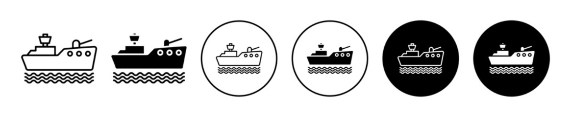 Ship Icon Variations Isolated on White Background