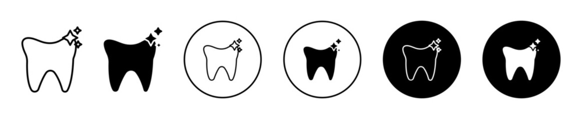 Clean Tooth Icon Variations Isolated on White Background