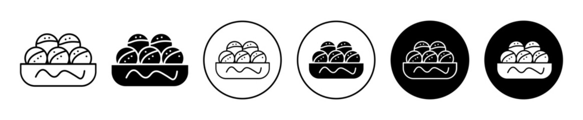 Food Icons in Bowl with Black and White Variations