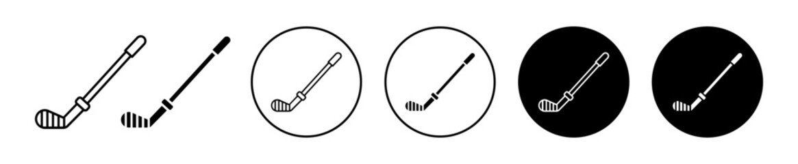 Golf Club Icon Set in Various Styles Isolated on White Background